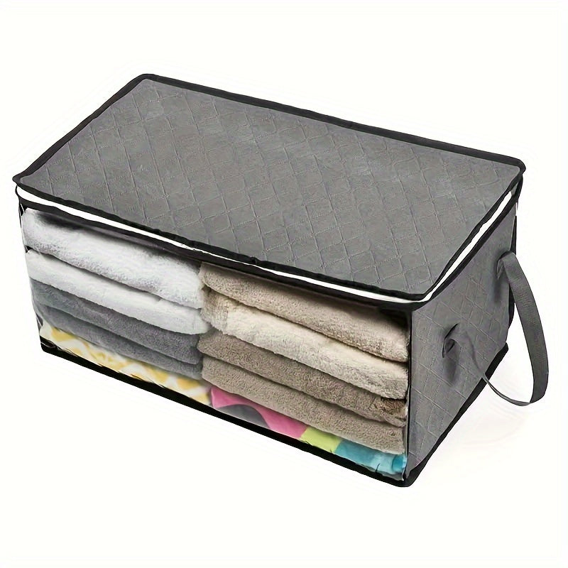 Large Capacity Gray Foldable Storage Box for Clothes and Bedding