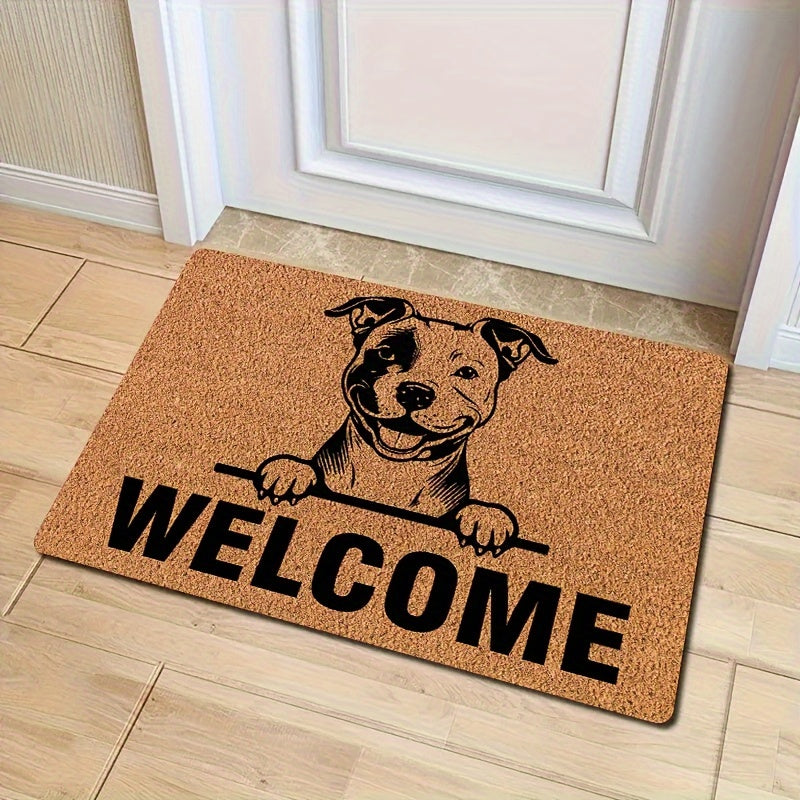 Durable Pit Bull Welcome Doormat Stain-Resistant Indoor Outdoor Polyester