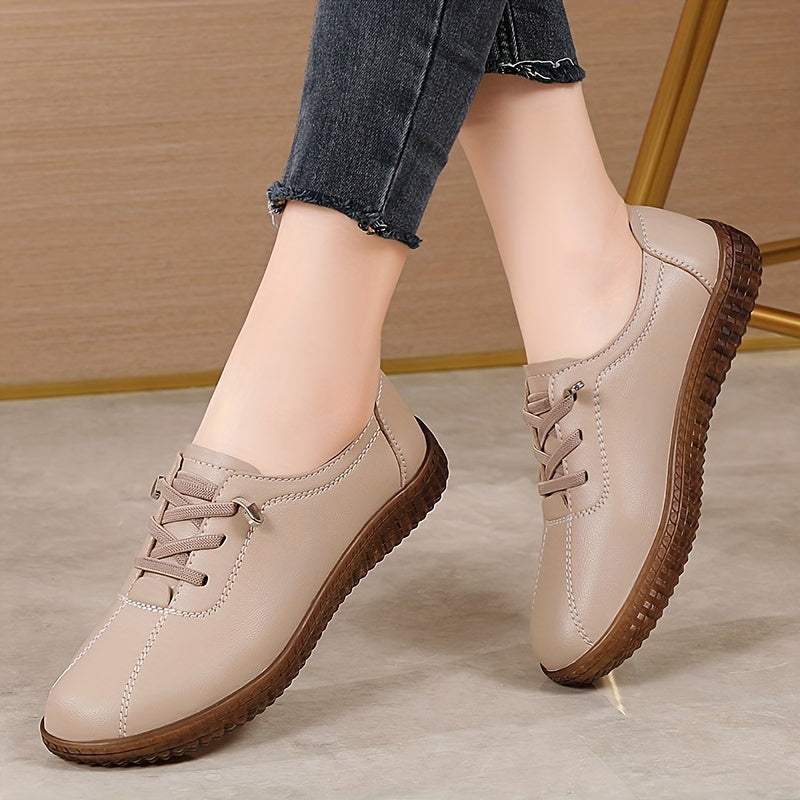 Women's Flat Oxfords Casual Lace-Up Microfiber Leather Sole for Daily Wear