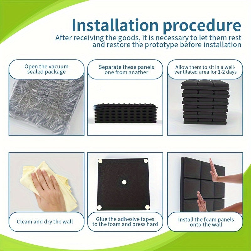 Paquete de 24 paneles de espuma acústica 30.48x30.48x5.08 cm, baldosas de pared insonorizadas para oficina y estudio, negro y gris