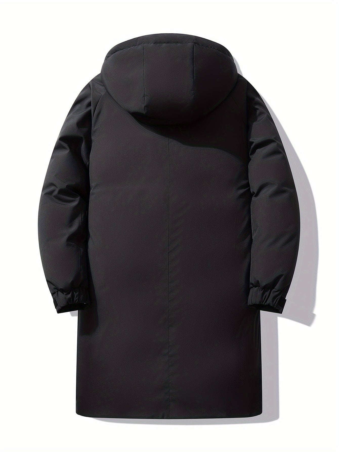 Erkaklar uchun katta o'lchamdagi qishki kapüşonli kurtka - zip-up kapüşonli qulay palto, qora va yashil aksentlar bilan, mashinada yuviladigan polyester, zamonaviy va silliq dizayn, sovuq ob-havo uchun mos.