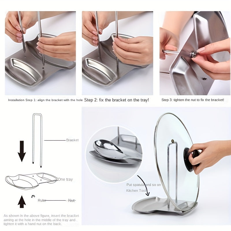 Stainless Steel Kitchen Organizer with Space-Saving Design and Drain Tray