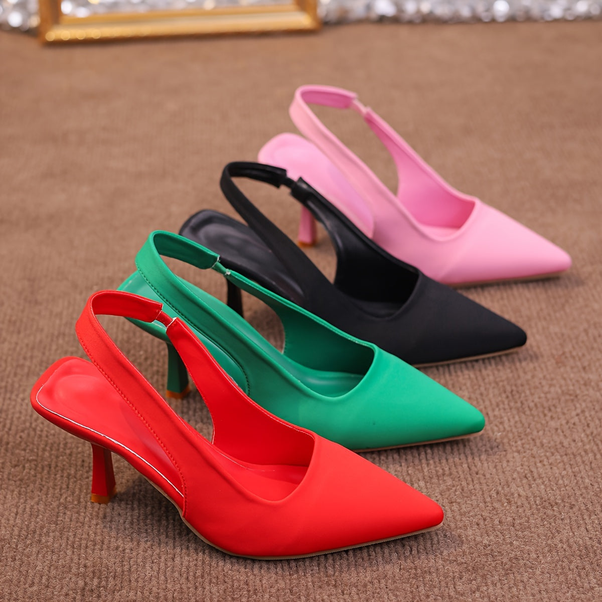 Women's Fashion Solid Color Ankle Strap High Heels Open Toe Pumps