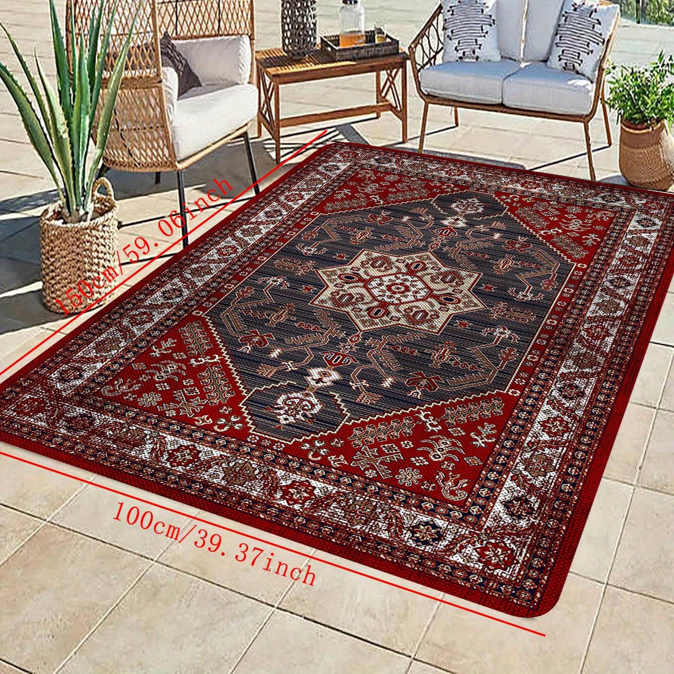 Alfombra de área vintage boho shaggy antideslizante resistente a manchas impermeable gruesa para sala de estar y dormitorio