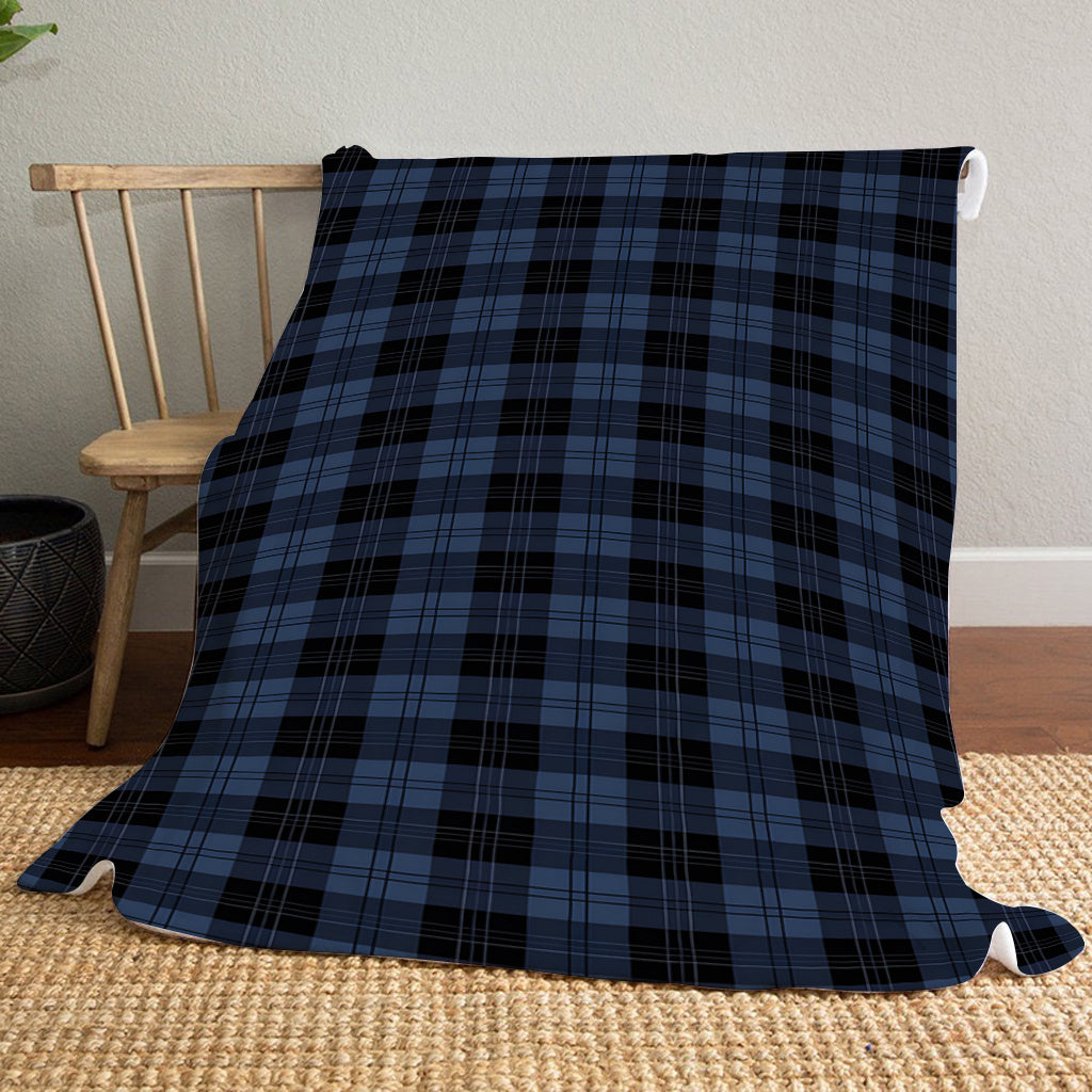 Navy Blue Geometric Plaid Flannel Fleece Blanket for Sofa Bed Travel