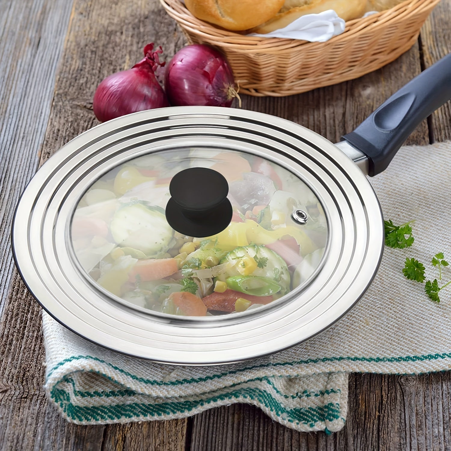 Tapa de vidrio templado para sartenes y cazuelas 21.6cm-38.1cm Repuesto accesorios de cocina utensilios
