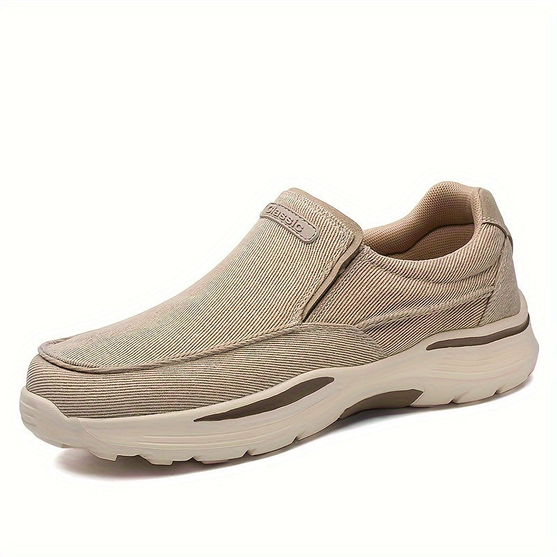 Men's Solid Color Fabric Slip-On Sneakers Low Top Casual Shoes for Daily Wear
