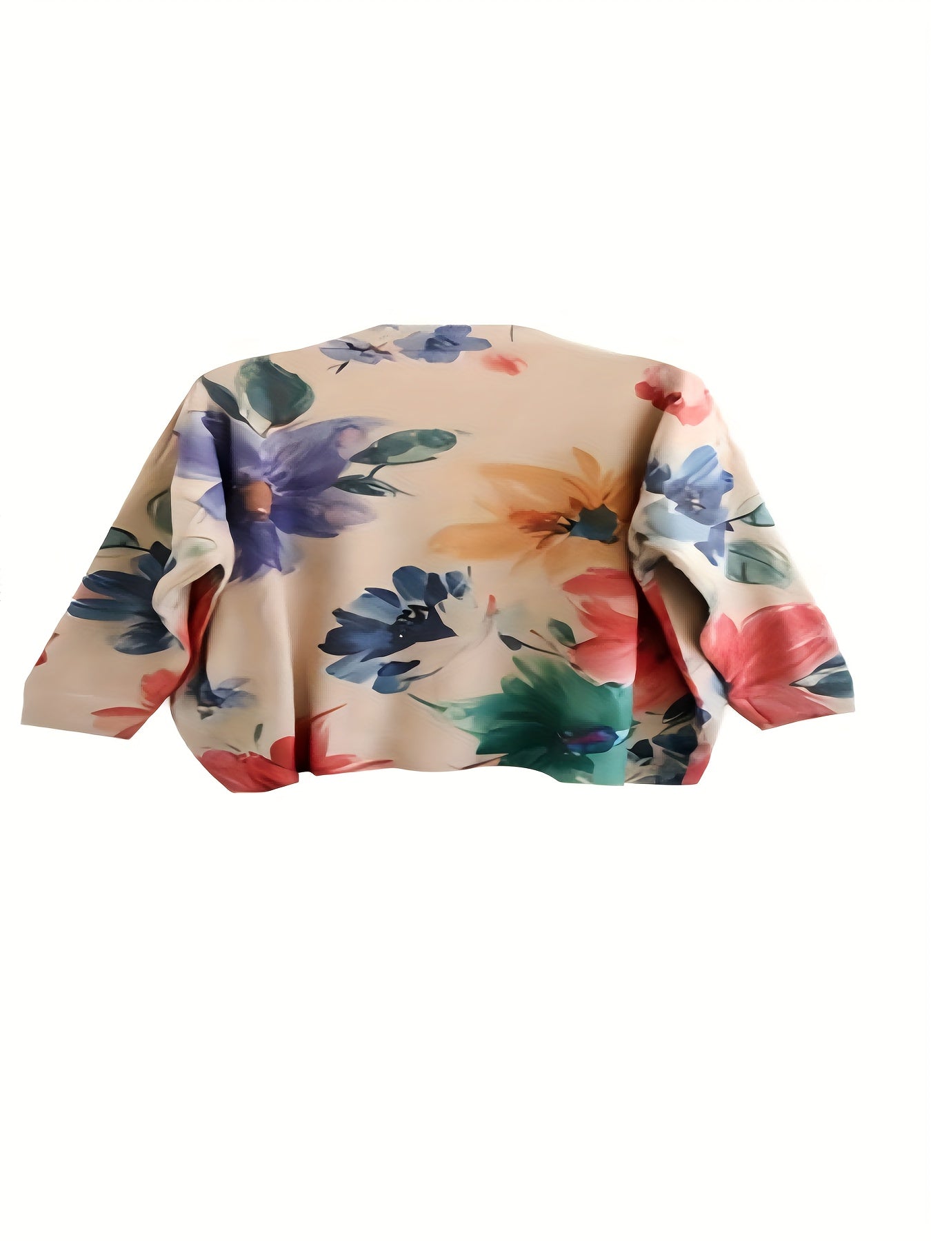 Women's Plus Size Floral Pattern Cardigan with Pockets Long Sleeves Fall Winter