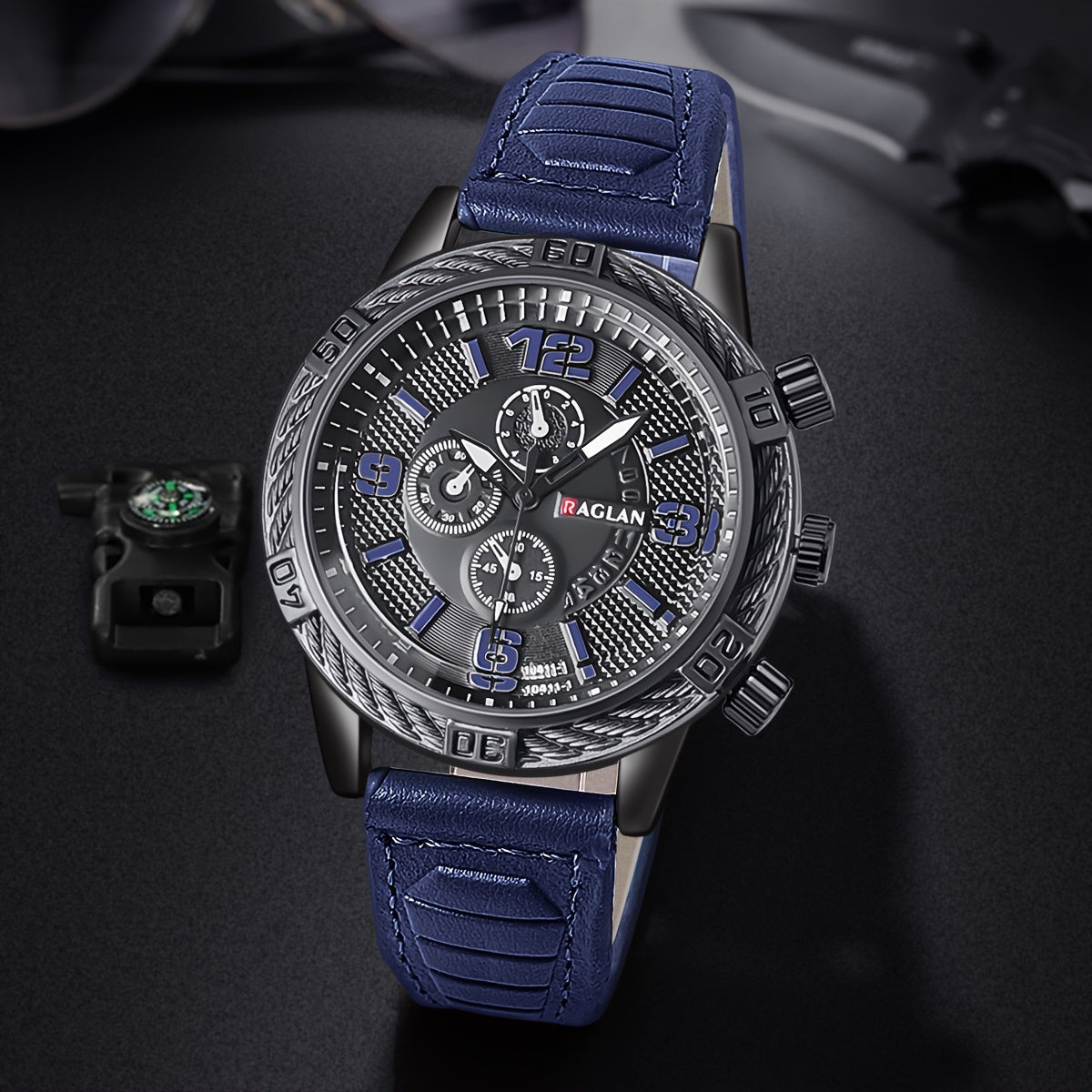 Reloj de negocios para hombre con cuarzo, esfera analógica y correa de cuero