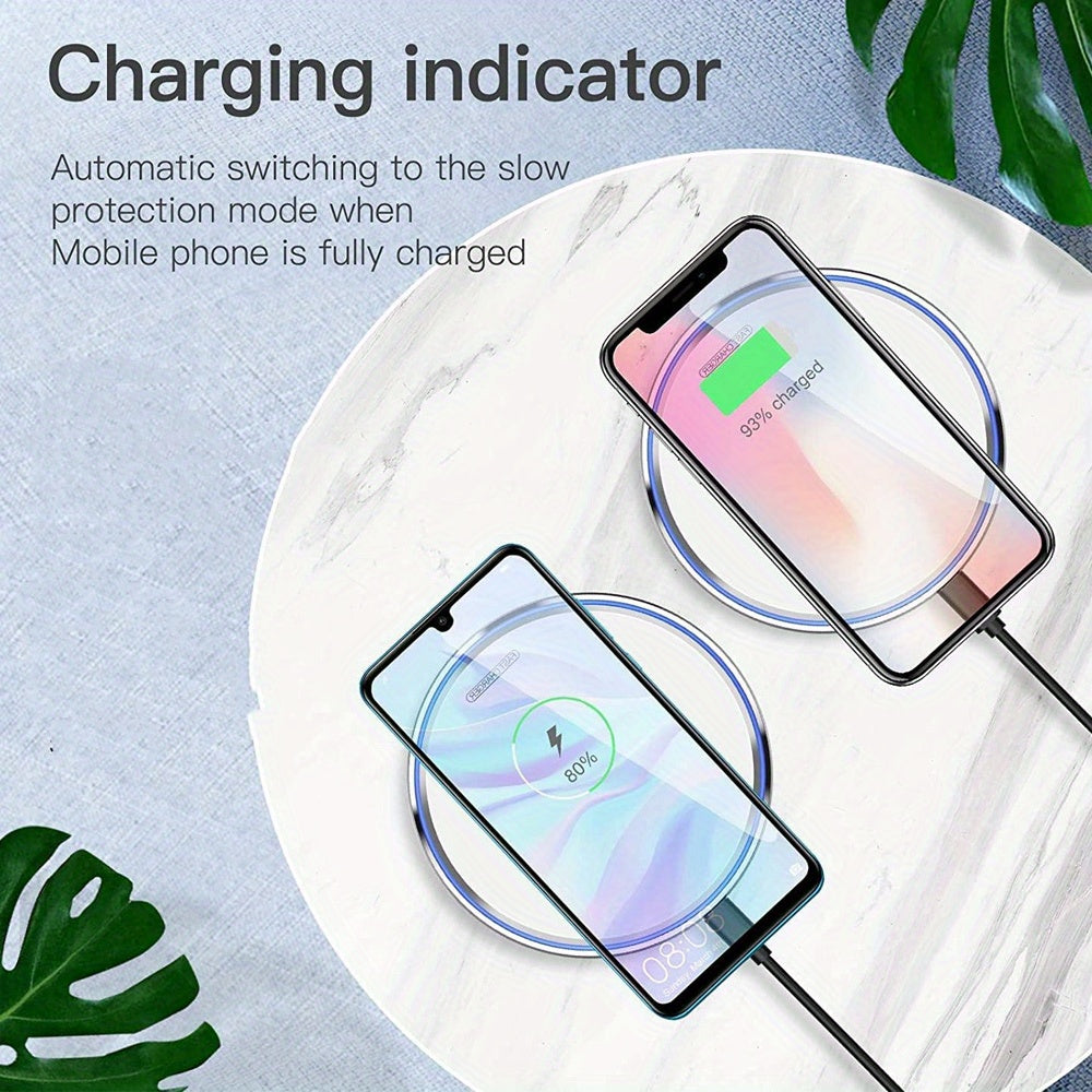 Slim Wireless Charger Pad 15W Fast Charging for iPhone and Samsung Black White Case-Friendly