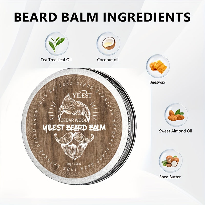 Cera para barba para hombres 30G con aroma a cedro, humectante, peinado y control