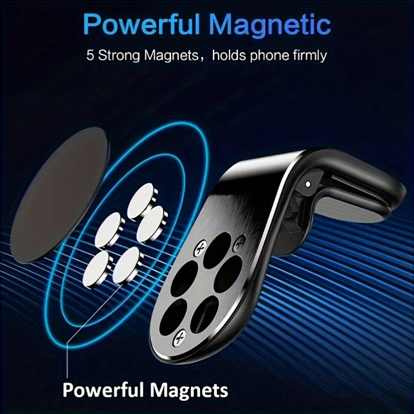 Magnetic Car Mount Aluminum Alloy L-Shape Vent Holder for Smartphone