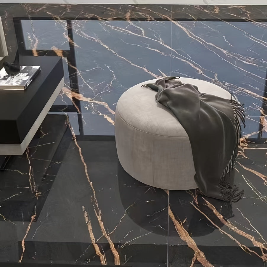 Black Gold Marble Pattern Self-Adhesive Wallpaper Washable Heat Oil Resistant 300x60cm