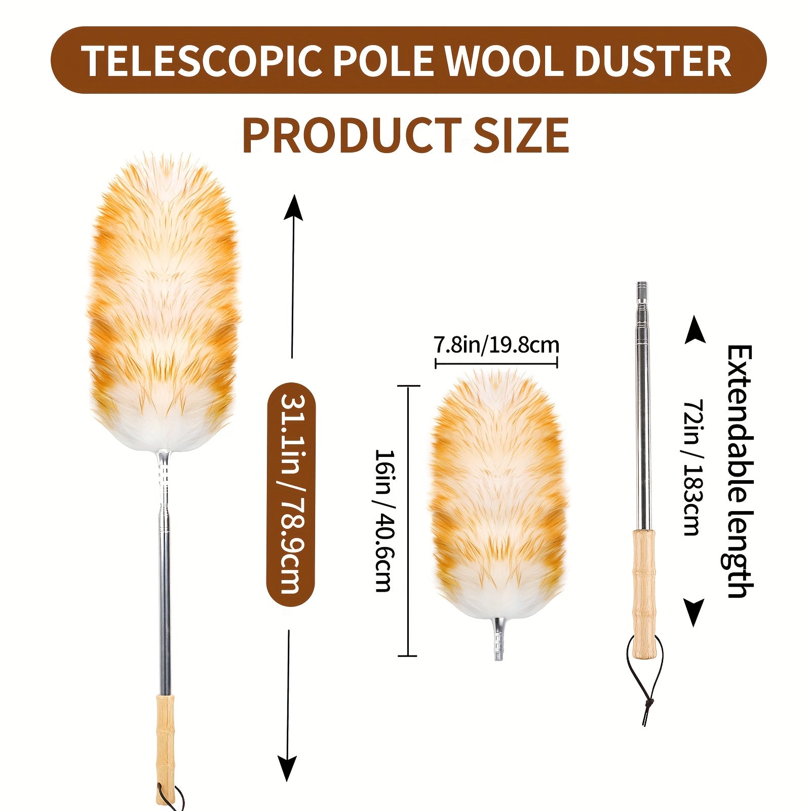 Wooden Bamboo Duster Extendable Dusting Tool for Ash and Dust Cleaning