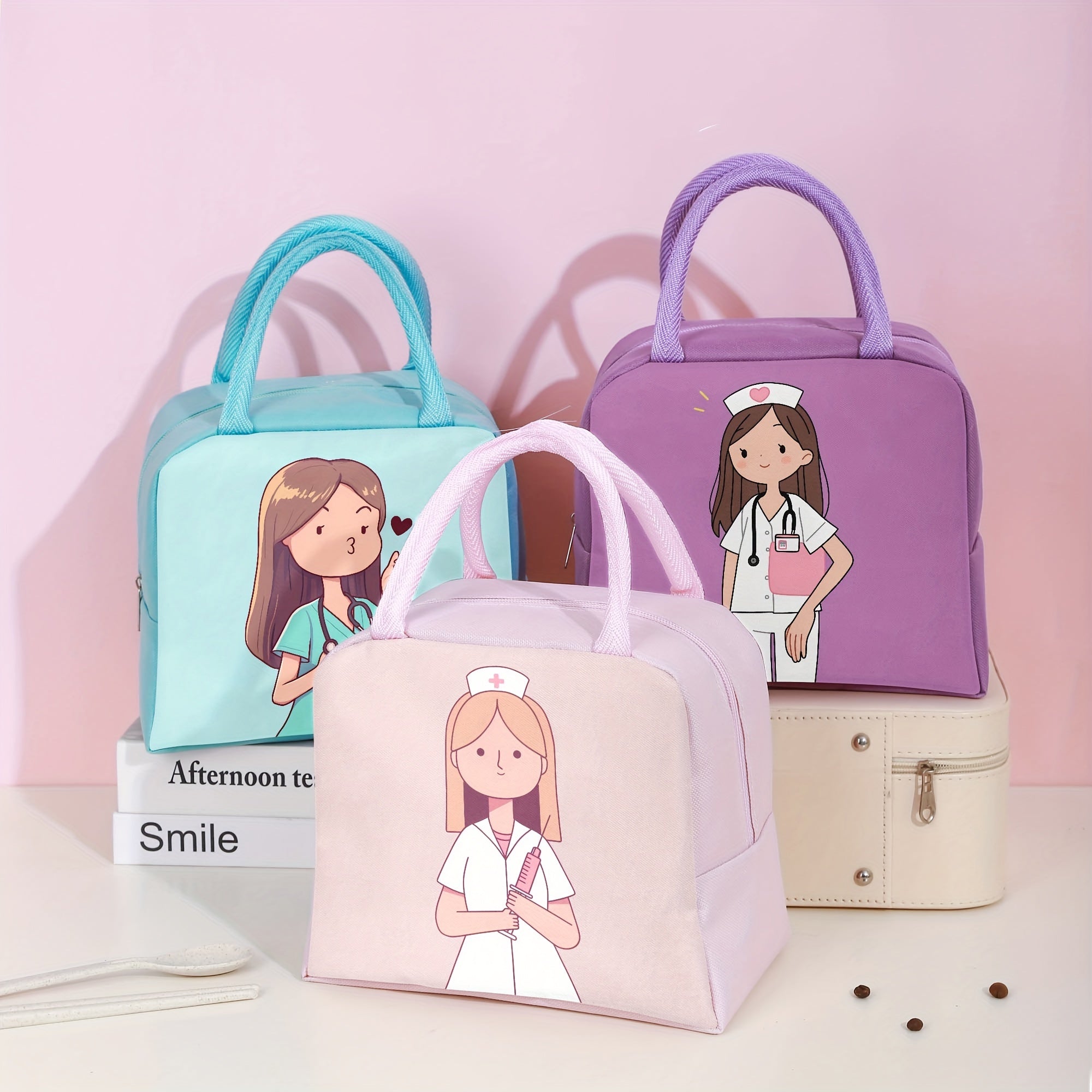 Insulated Lunch Tote for Work Travel or Picnic, Oxford Cloth, Easy Carry