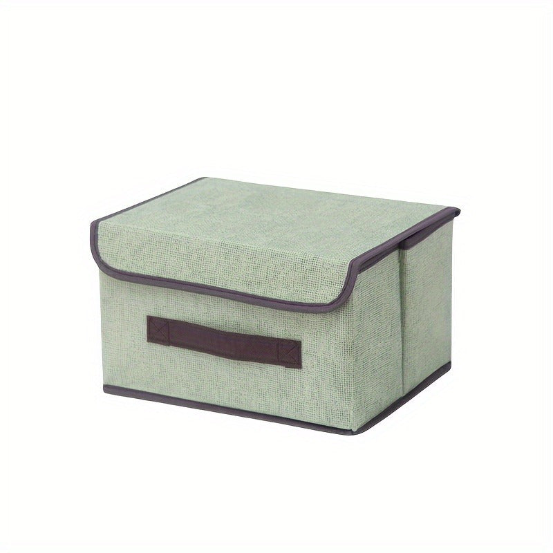 Foldable Storage Box with Lid Dustproof Polyamide Linen Organizer for Clothes