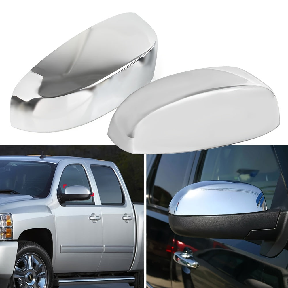 Pair Chrome Rearview Mirror Cover Caps for Chevy GMC Sierra 2007-2013