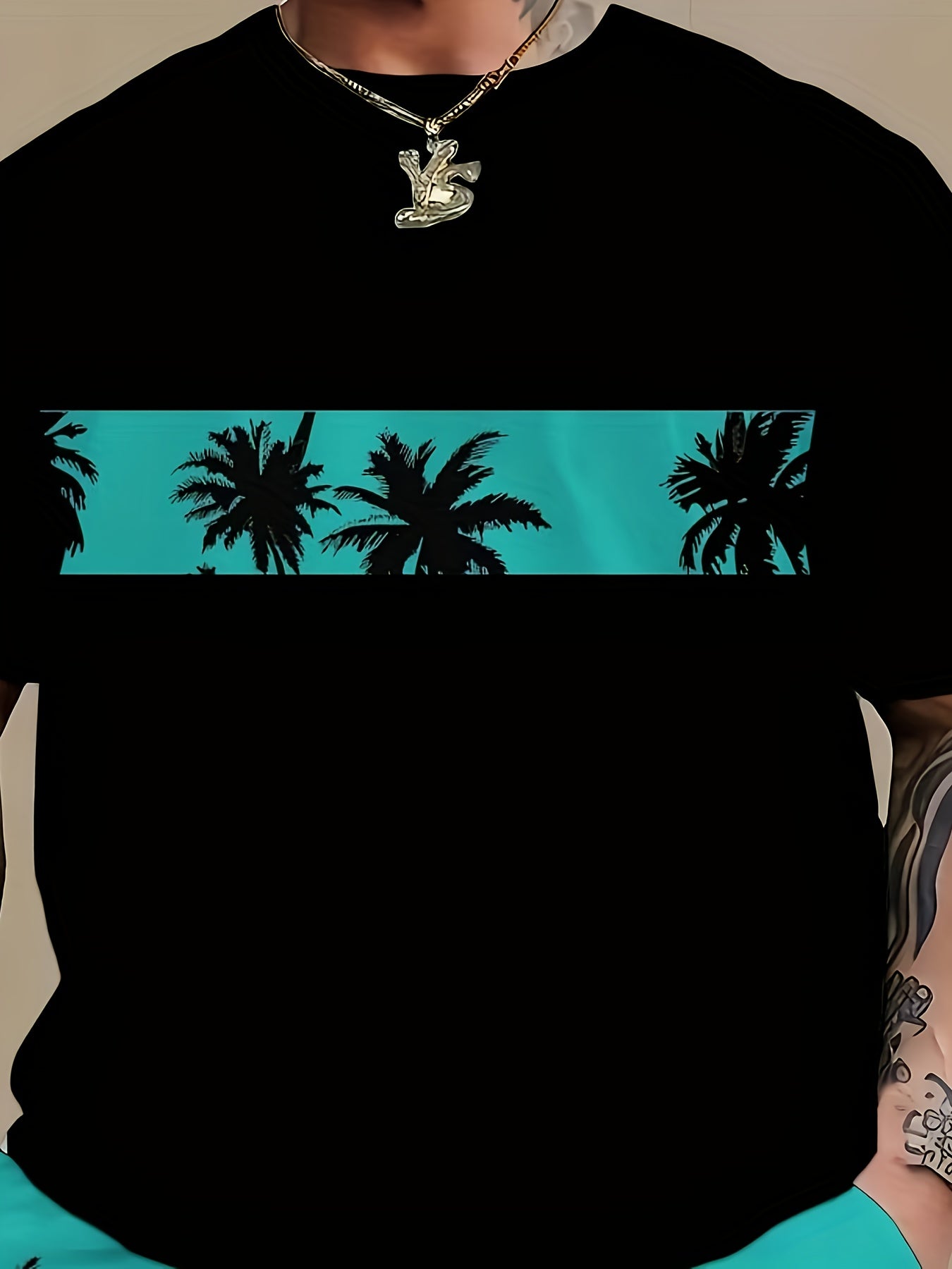 Plus Size Men's Casual Set Short-Sleeve T-Shirt and Shorts for Summer Beach