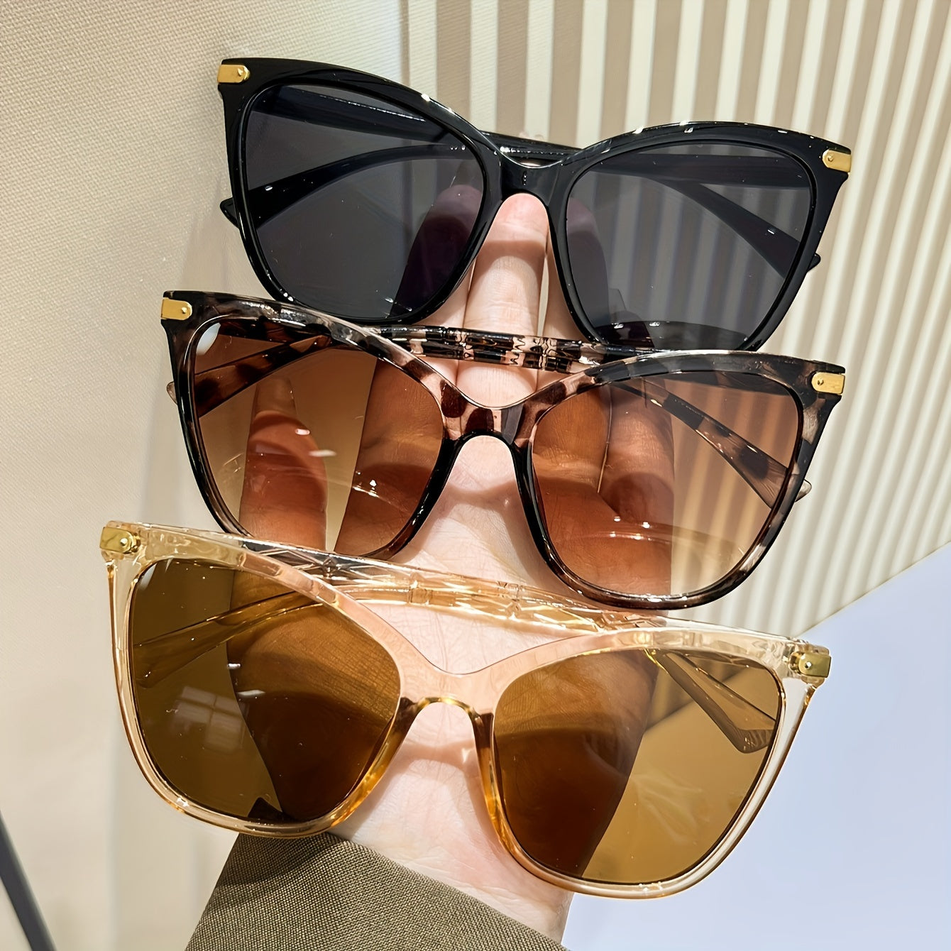 Набор из 3 женских очков в стиле кошачий глаз, антибликовое UV-защита для пляжа и вечеринки