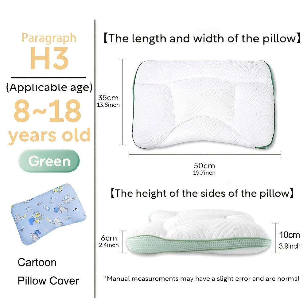 Kids Animal Pattern Pillow for Side and Back Sleep Travel Washable Pink Green