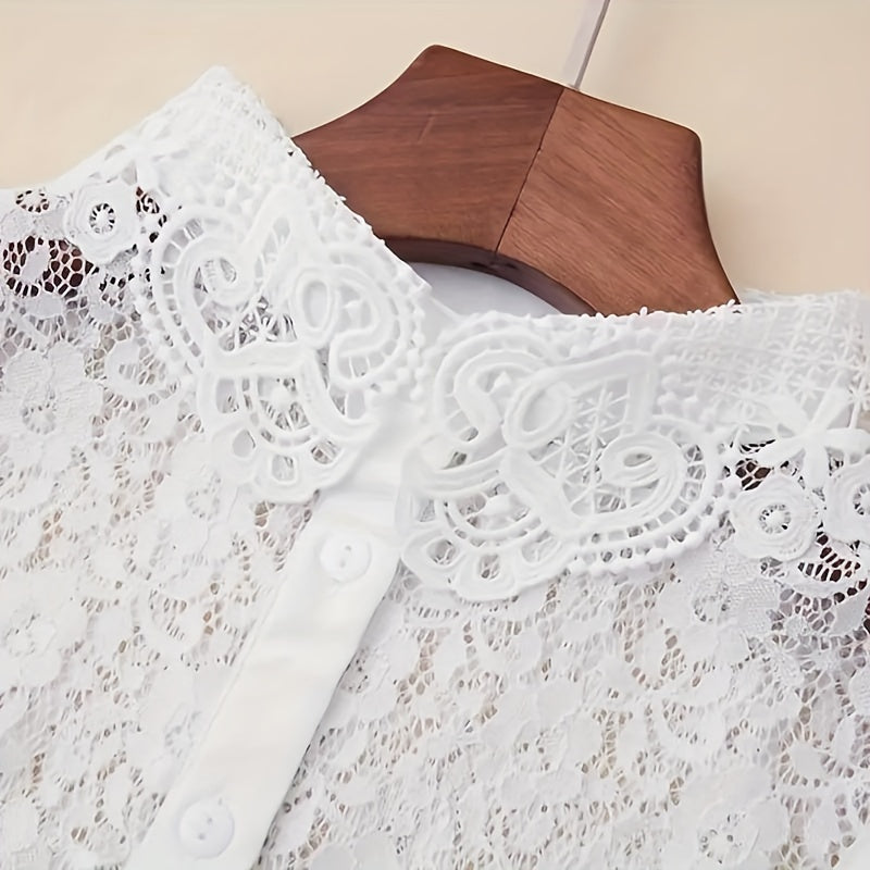 Women's Lace Half-Shirt Collar Adjustable Breathable Hollow Design