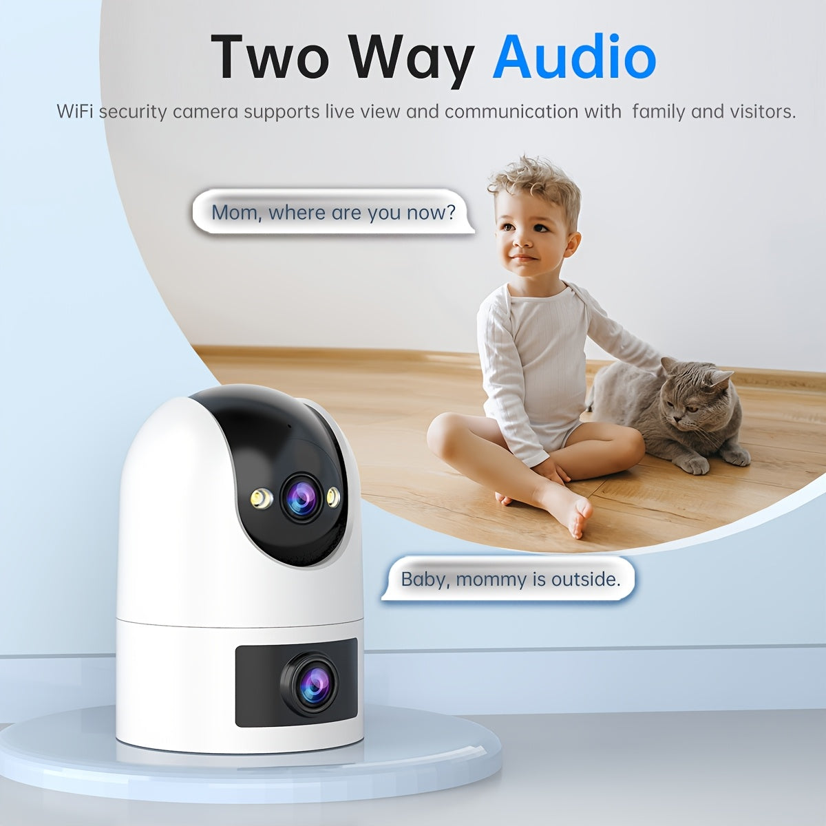 Children's 5G WiFi Security Camera with Dual Lens Auto Tracking Night Vision