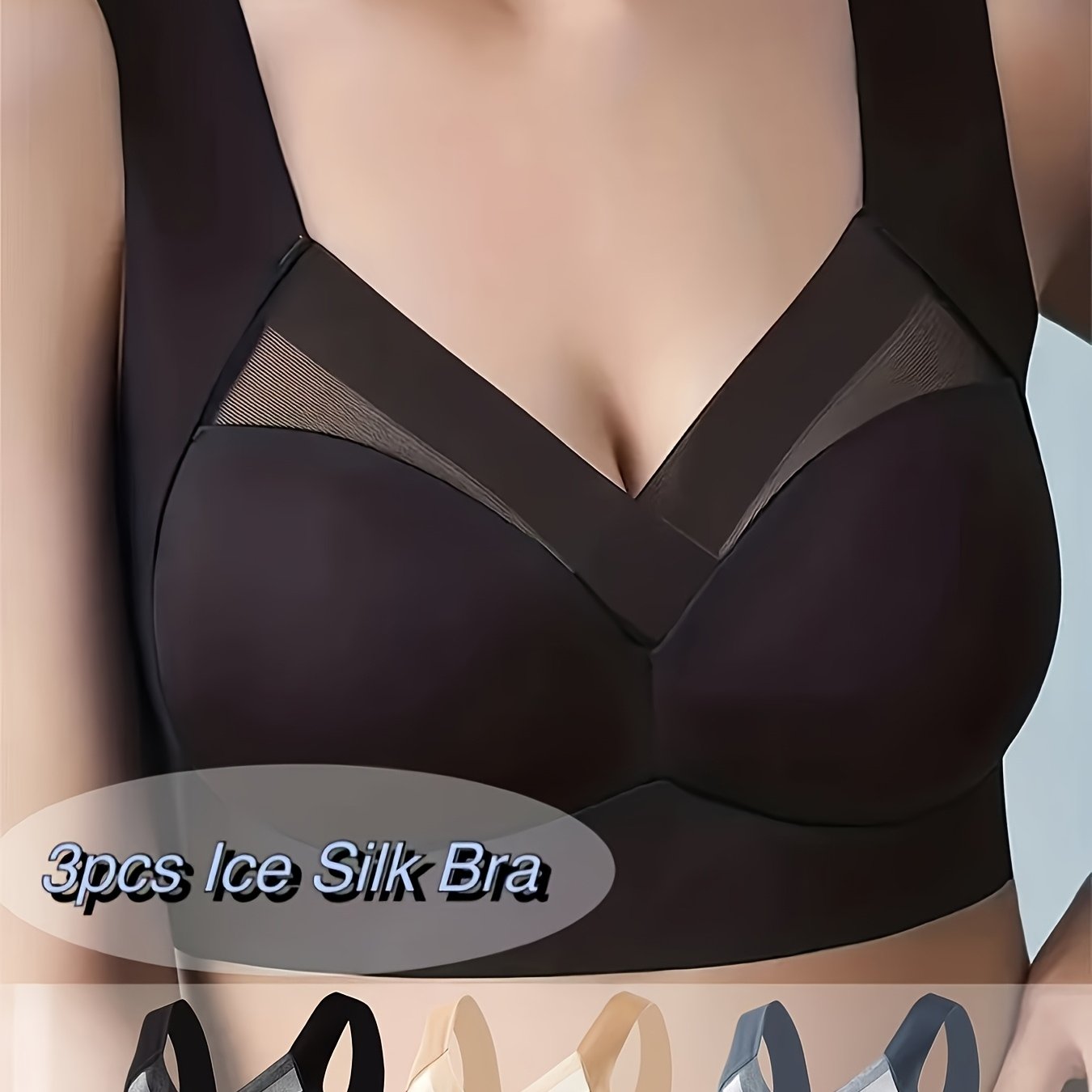 Plus Size Seamless Wireless Bra Pack Breathable Non-Removable Pads