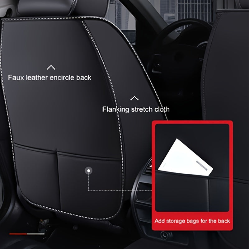 All-Season Faux Leather Car Seat Cushion Cover with Lumbar Support for Front Seat