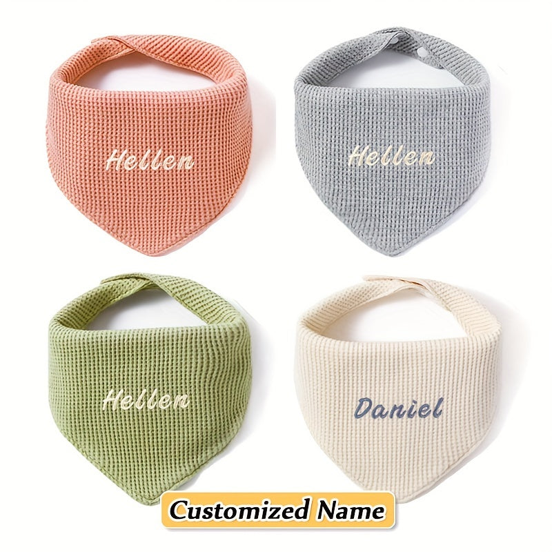 Set of 4 Children's Saliva Towels with Triangle Towel and Adjustable Mouthguard Soft Breathable Natural Material