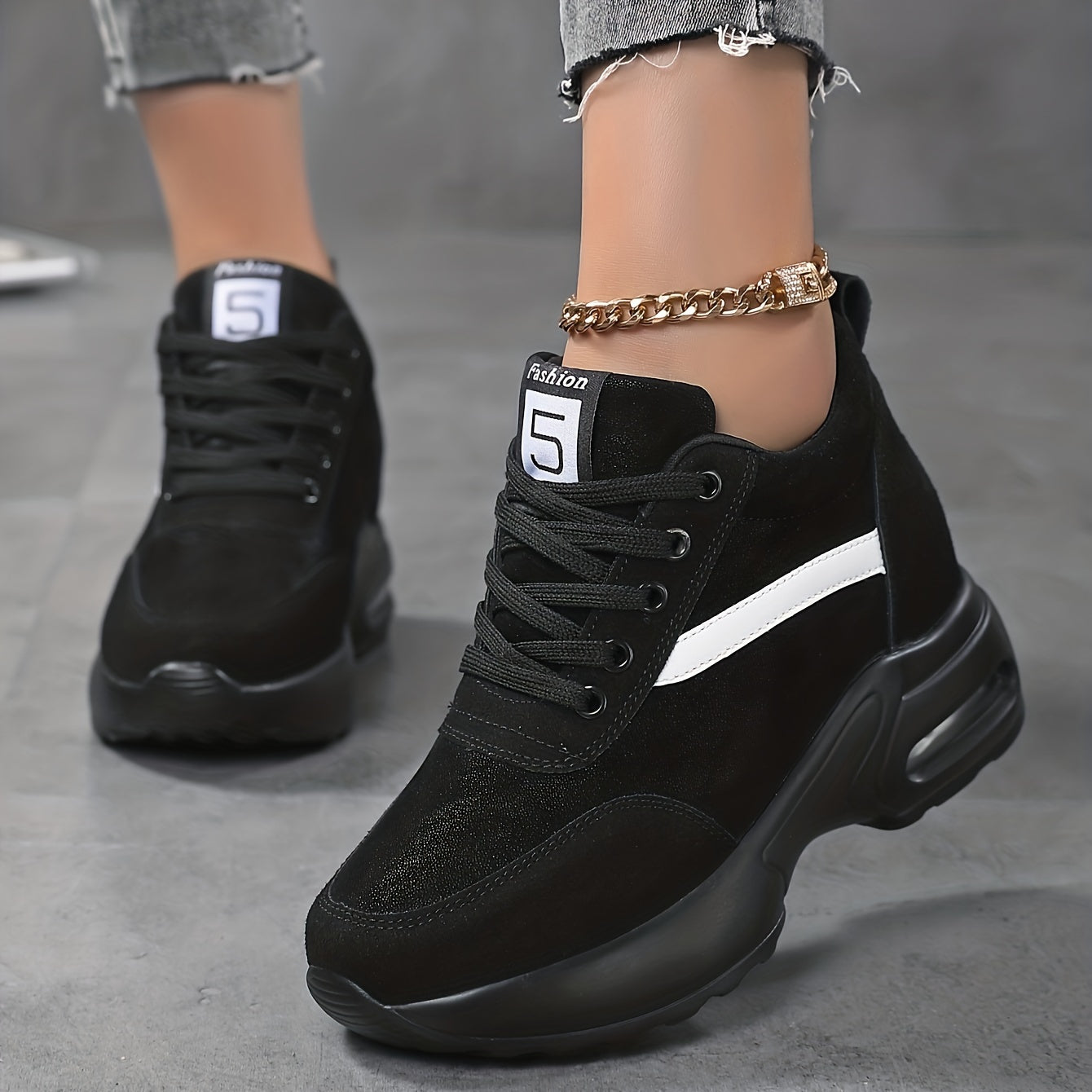 Zapatillas casual de colorblock para mujer con cordones, de caña baja y antideslizantes