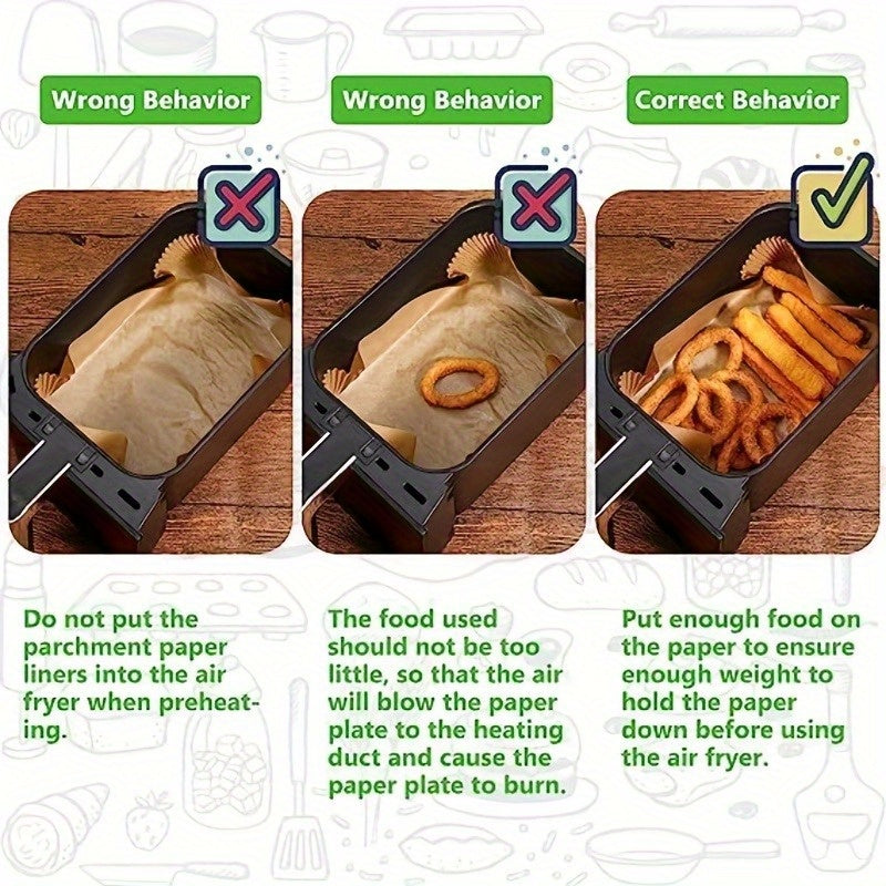 50 шт. антипригарной пергаментной бумаги для аэрогриля водонепроницаемой, маслостойкой для выпечки
