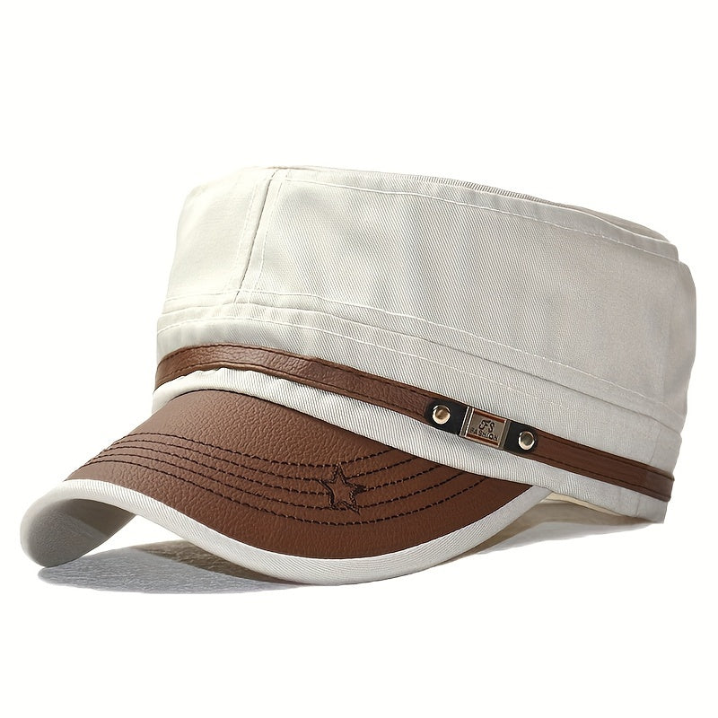 Gorra plana de mezcla de algodón para hombre con visera curva para protección solar en verano