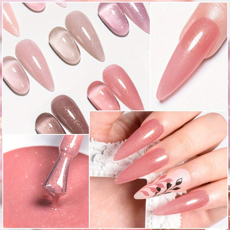 7ml Shimmering Nude Glitter Gel Nail Polish UV LED Soak Off Unscented