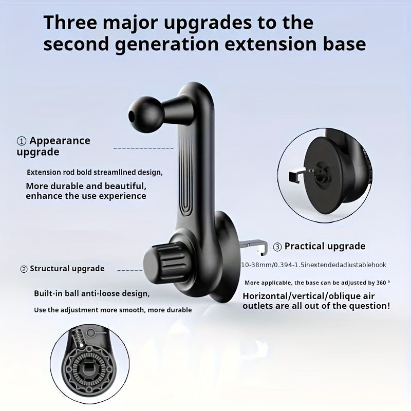 Waterproof ABS Car Phone Mount with Gravity Lock Anti-Shake Adjustable Air Vent Grip