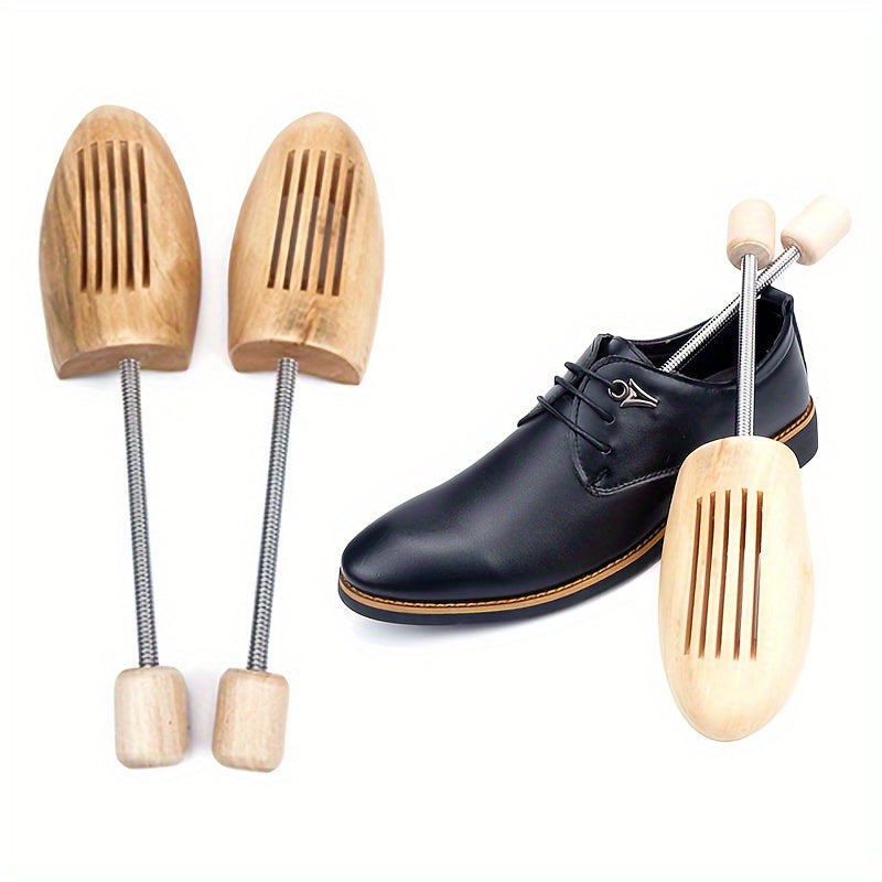 Unisex White Oak Shoe Trees with Ventilation Slots, Collapsible Travel Design