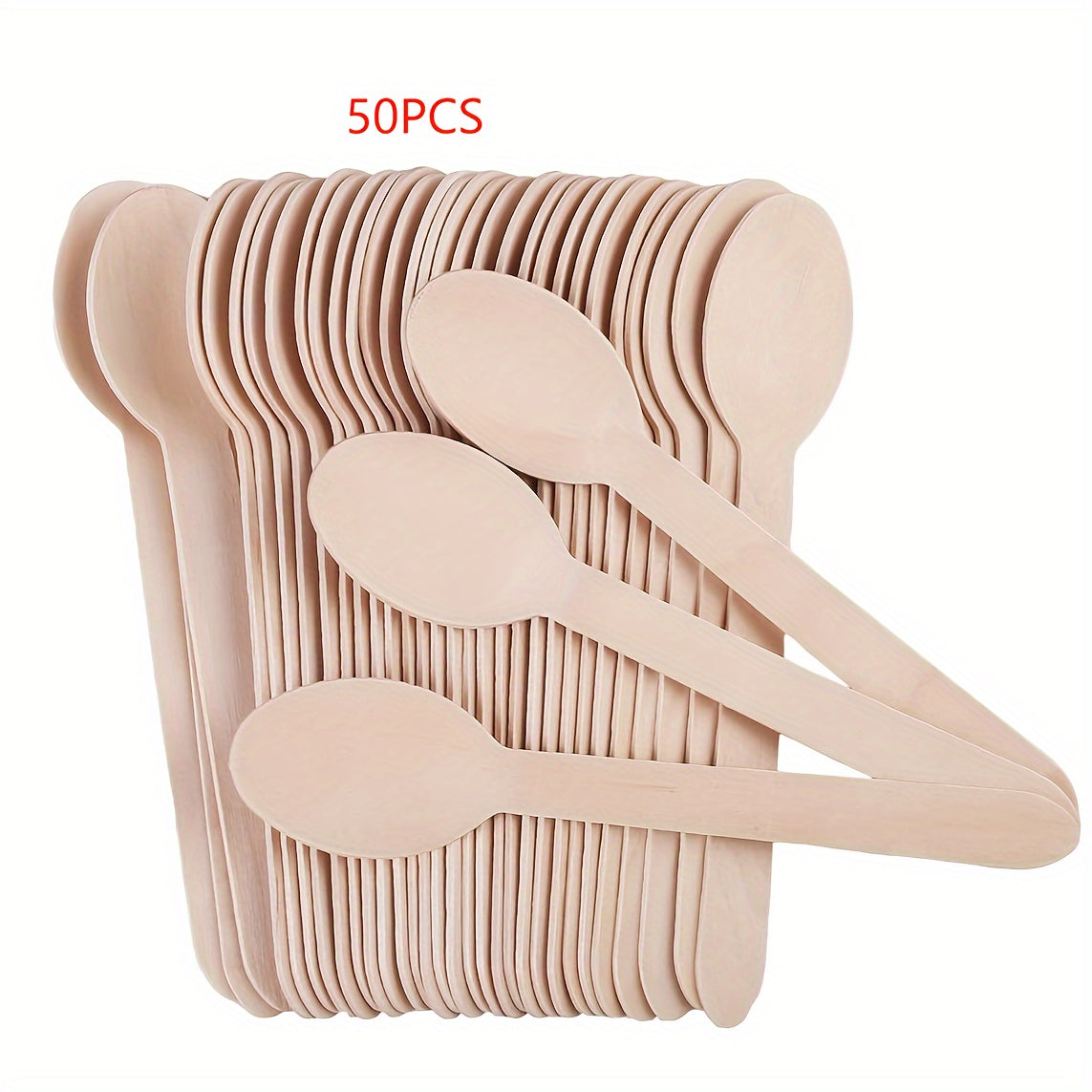 Одноразовые ложки из берёзовой древесины, упаковка по 10, 30, 50, 100 штук для дегустации и сервировки