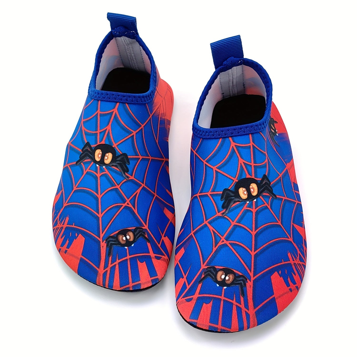 Kids Boys Girls Red Lightweight Beach Shoes with Cartoon Spider Web Design for Water Activities