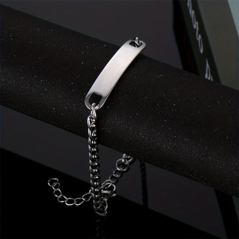 Stainless Steel Men's Bracelet 12mm Cuban Chain Retro Style Smooth Curved