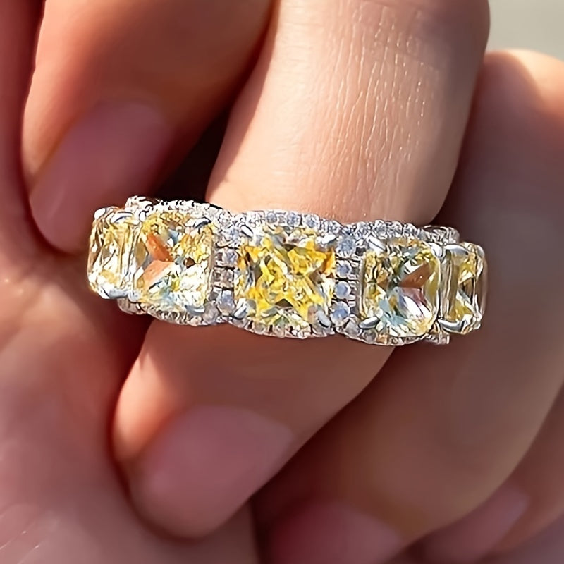 Yellow Gemstone Ring for Women, Simple Elegant Jewelry for Engagements and Gifts