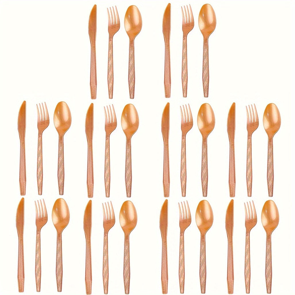 Set of 3 Colored Disposable Plastic Tableware Pieces for Weddings and Parties