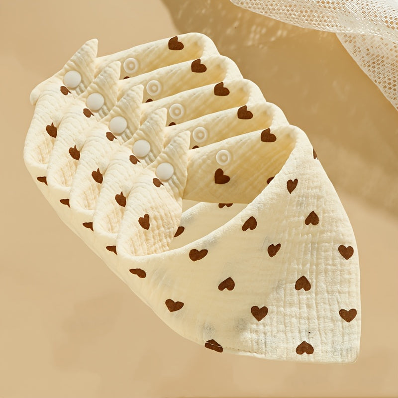 Set of 5 Baby Bibs for Kids Soft Cotton Cartoon Print with Snap Closure