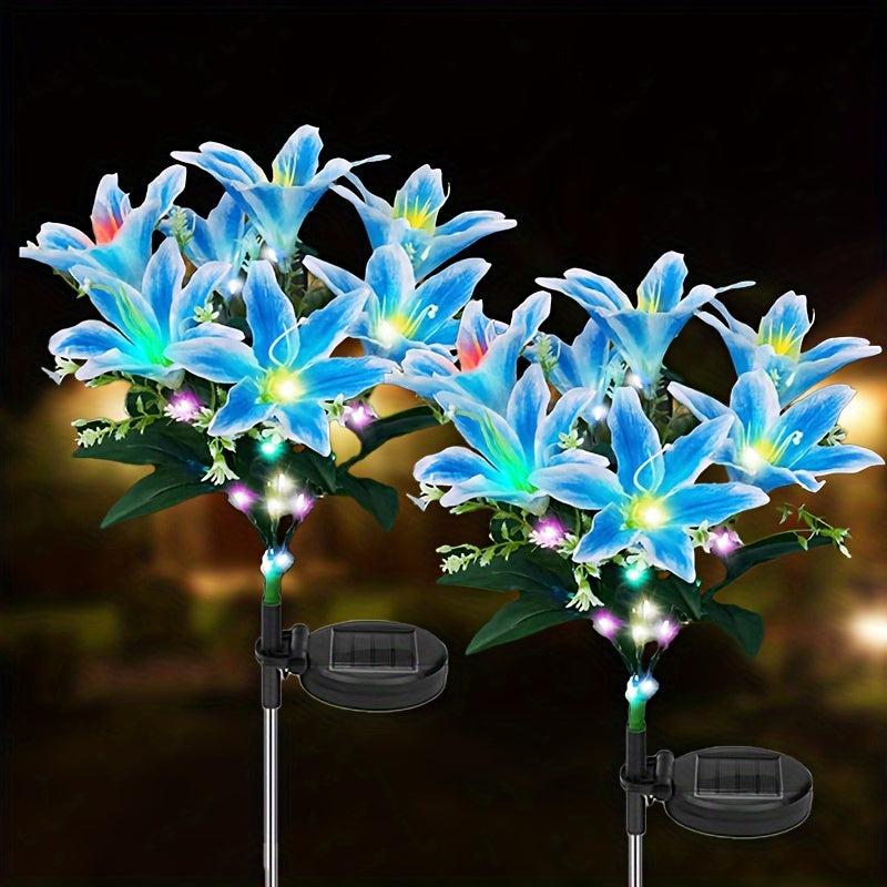Solar Lily Garden Lights with 7 LED Heads Energy-Efficient Outdoor Pathway Yard Decor