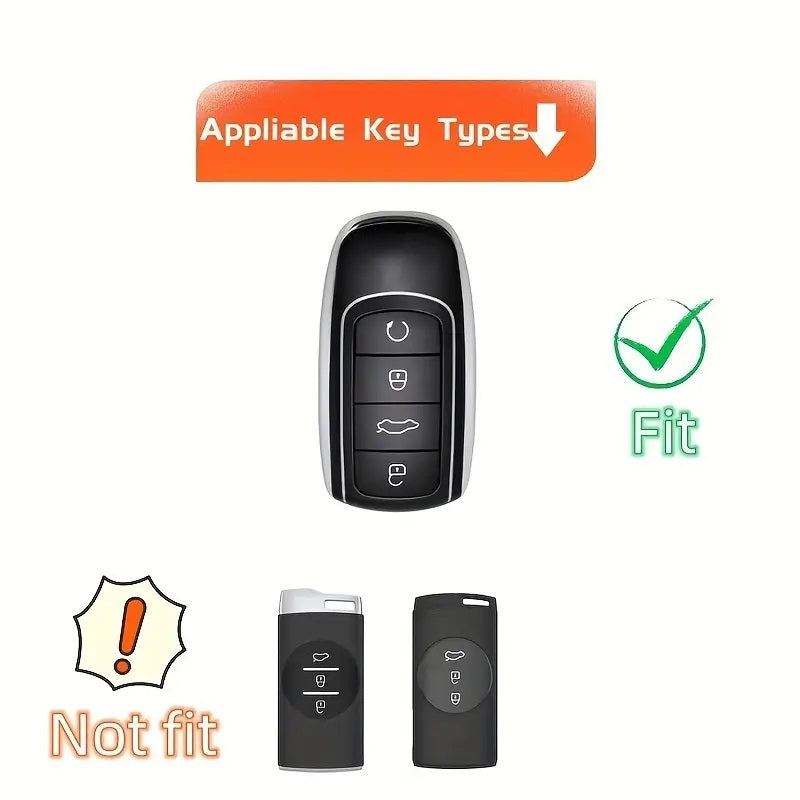 Universal TPU Car Key Fob Cover Silver with Keychain for Multiple Models