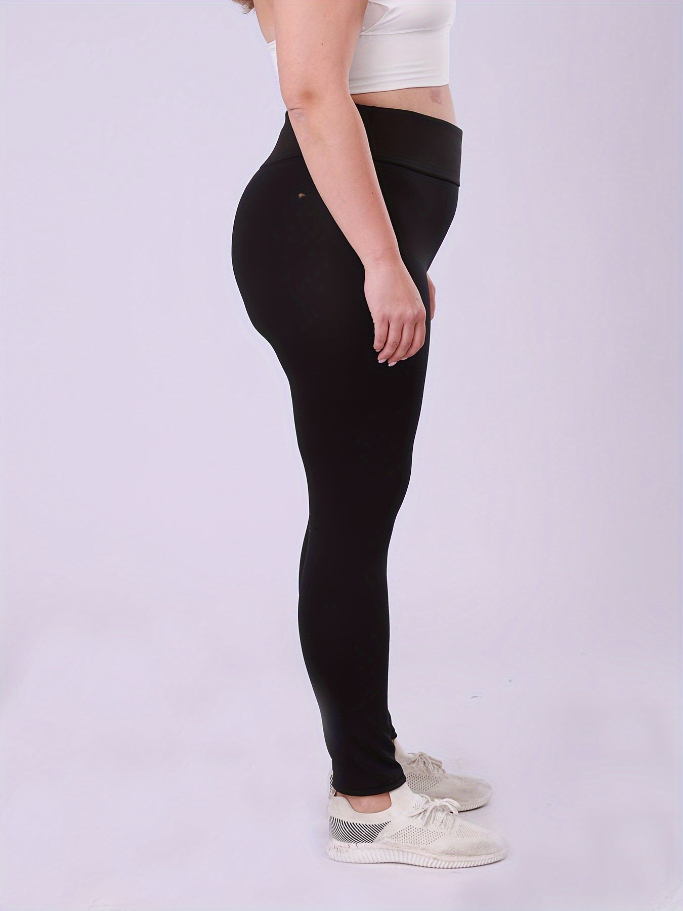 Leggings de cintura alta con forro de felpa para mujer, color negro, cálidos, elásticos, para clima frío