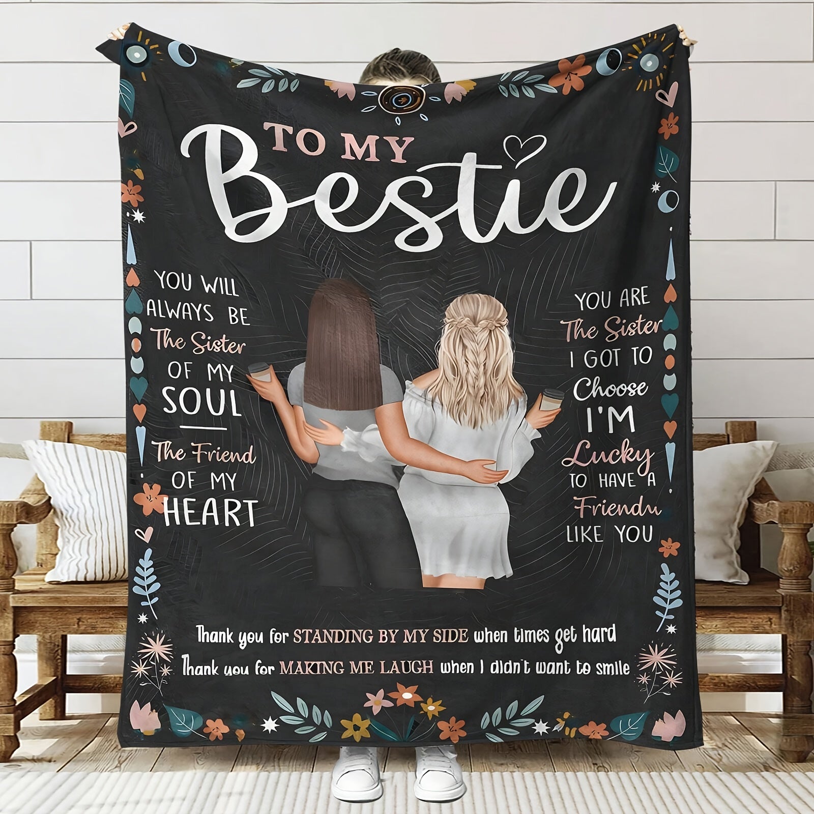 Reversible Knitted Polyester Throw Blanket for Gift Giving with Heartfelt Sentiments