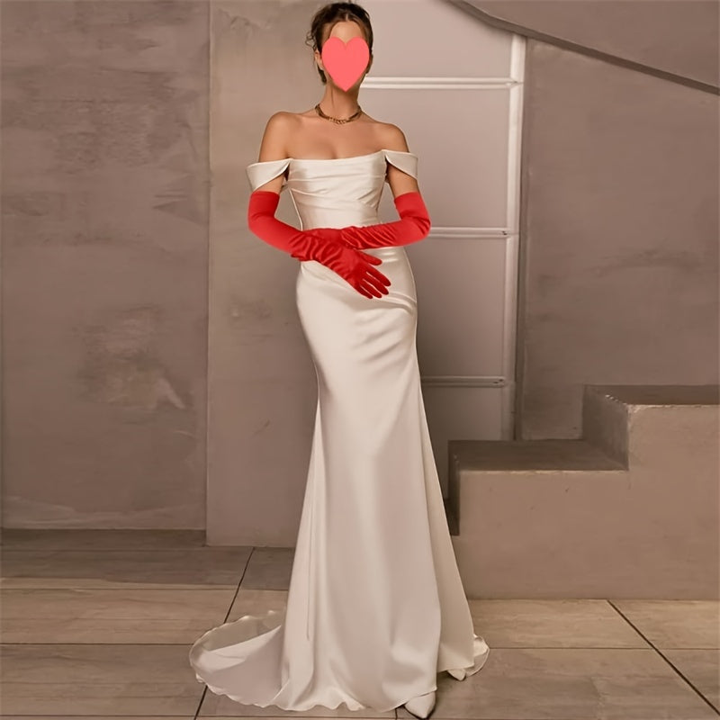 Set of 4 Satin Gloves for Women Wedding Party Costume Accessories