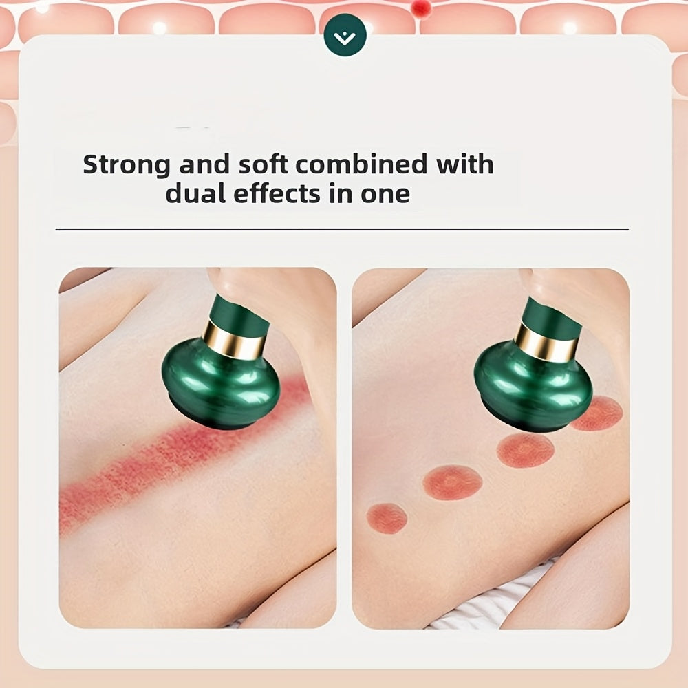 12-darajali elektr vakuumli bankalar massaj qiluvchi, tanani qirqish vositasi, issiq siqish, po'lat sharli rolik va 1800mAh litiy batareyasi bilan.