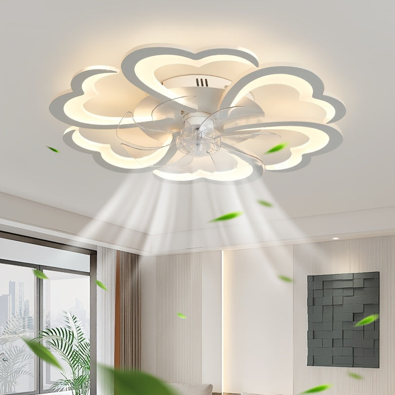 27-дюймовый светодиодный потолочный вентилятор из акрила с пультом дистанционного управления и встроенным светильником, монтаж вровень для гостиной, спальни, кухни