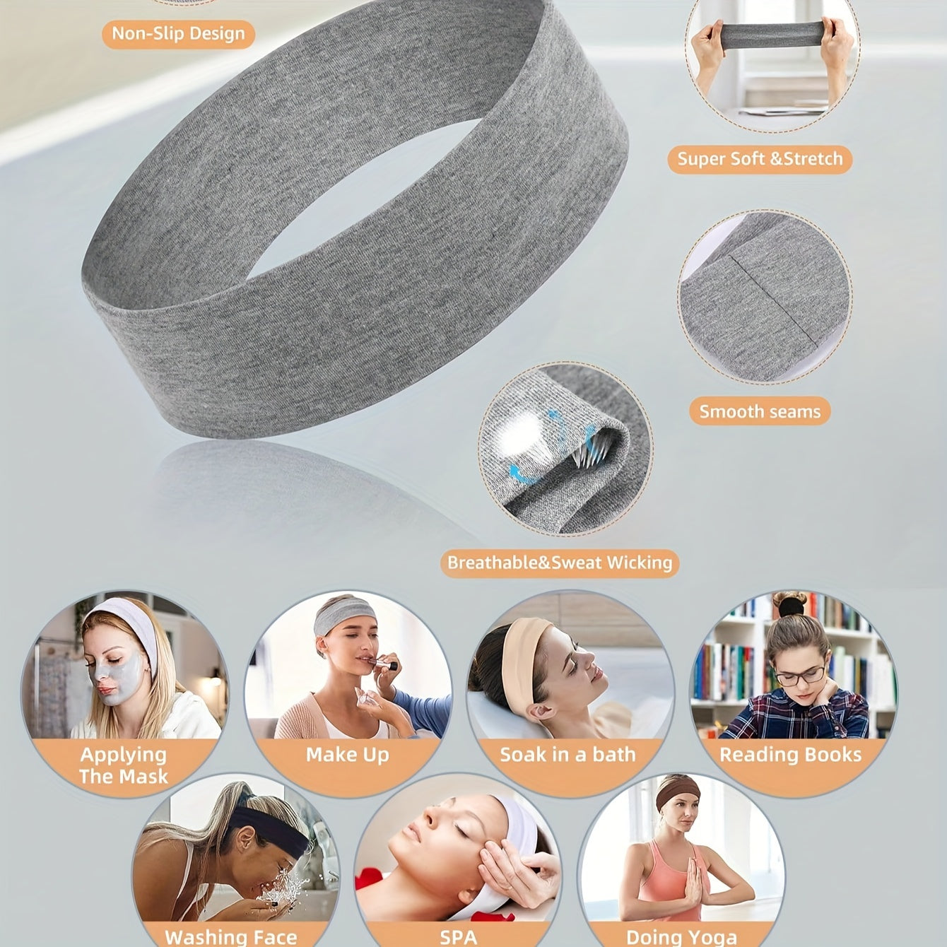 Six Women's Knit Headbands Set Cotton Blend Hip-Hop Style Solid Colors