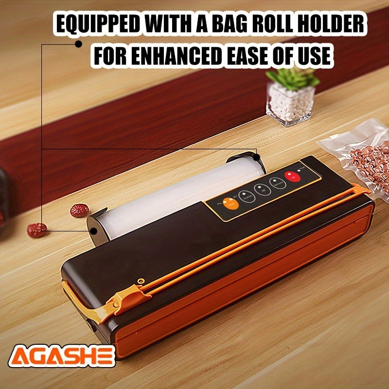 Orange and black vacuum sealer with cutting knife bag holder 50 pre-cut bags external suction